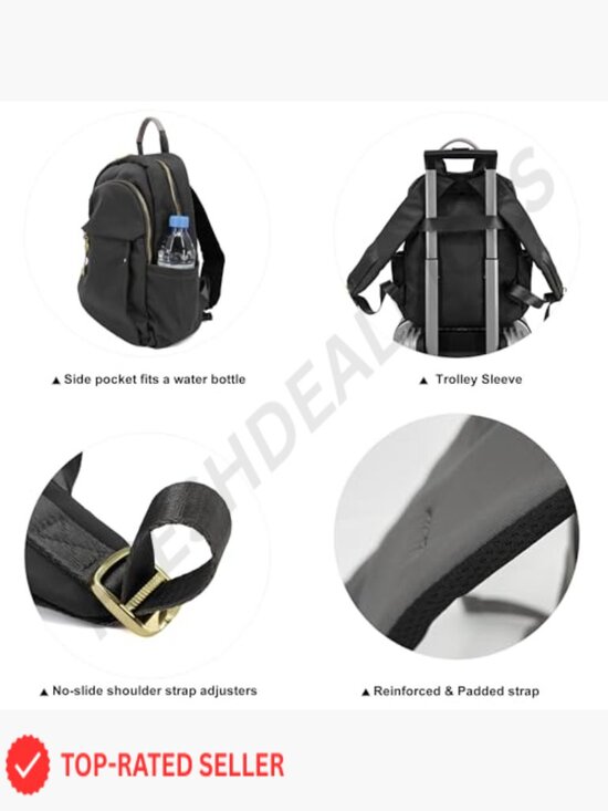 Fashion Nylon Backpack Gold Hardware Water-Resistant Daypack Laptop Work